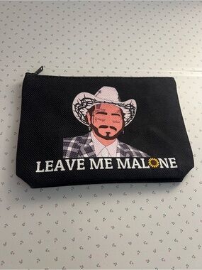 post malone leave me malone makeup bag black canvas zip pouch cowboy